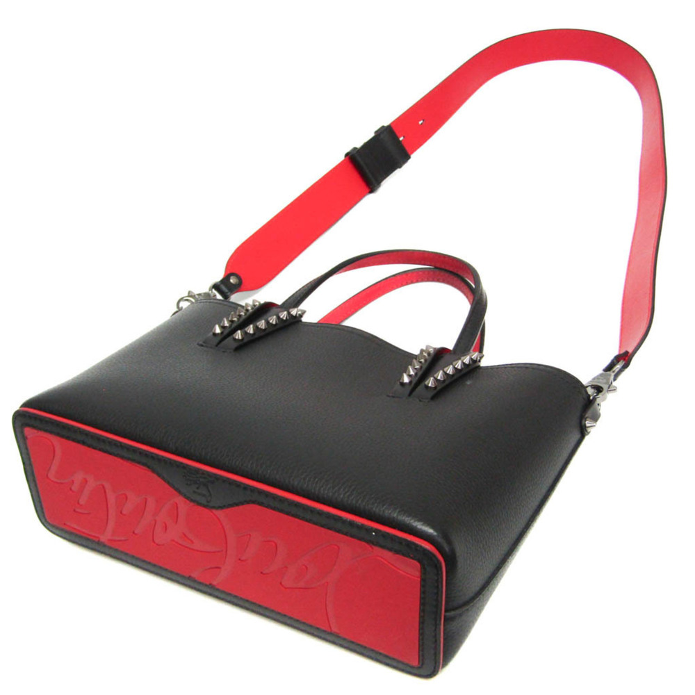 CHRISTIAN LOUBOUTIN Leather Handbag Shoulder Bag Black Red Color - Picture 2 of 12